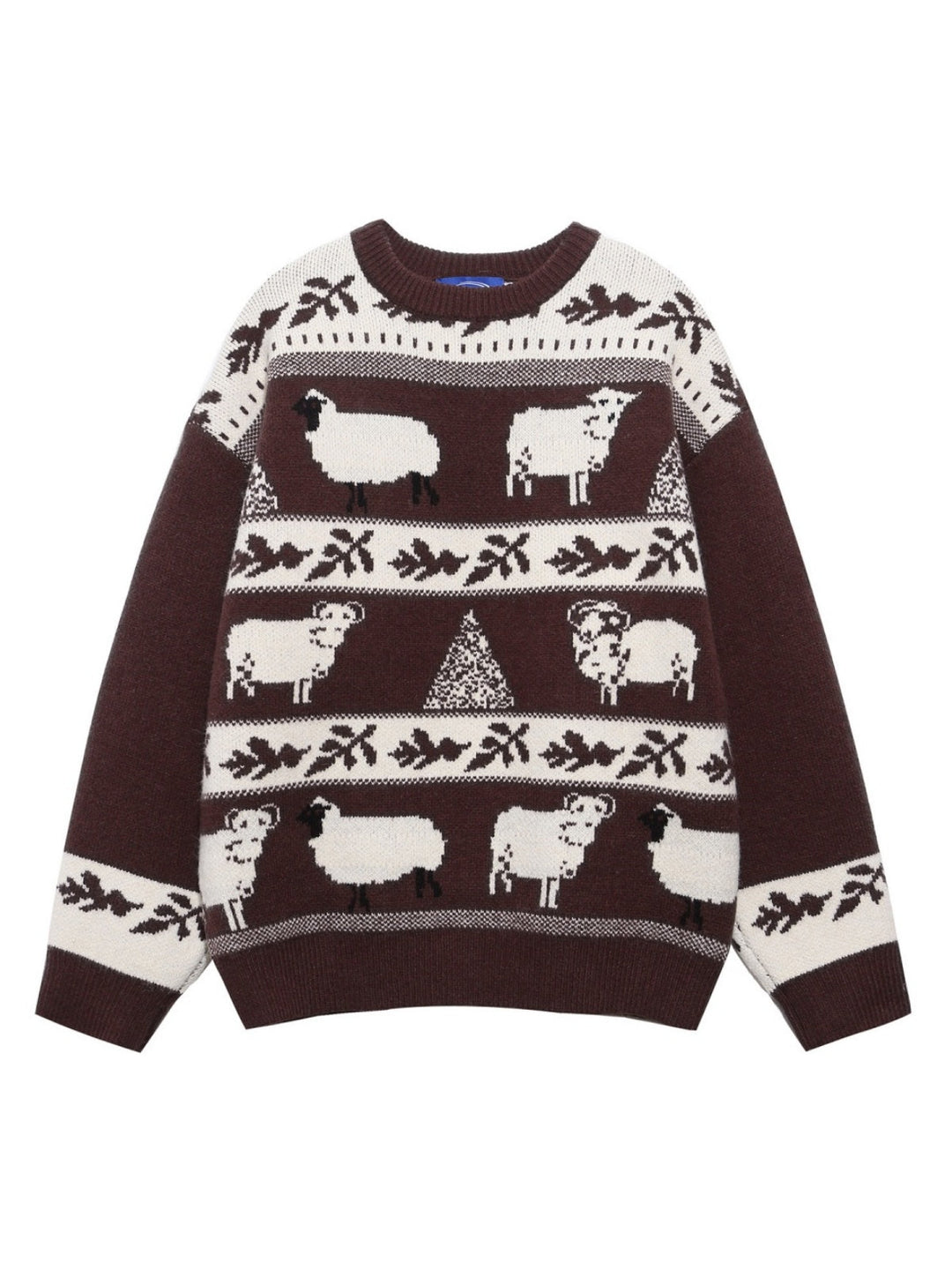 Christmas Retro Interesting Animals Stripes Contrasting Colors Pullover Sweater