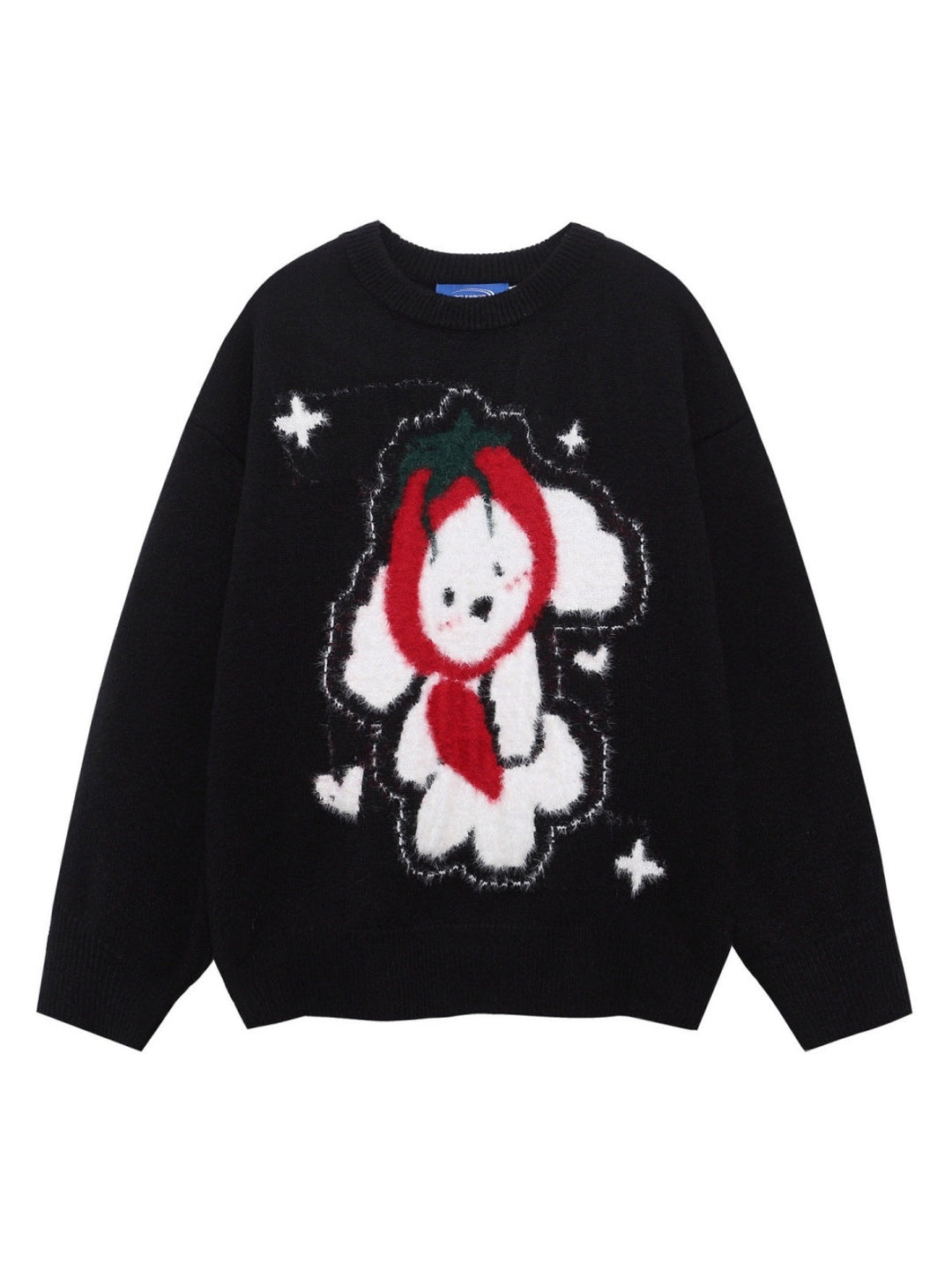 Retro Cute Tomato Puppy Jacquard Pullover Sweater