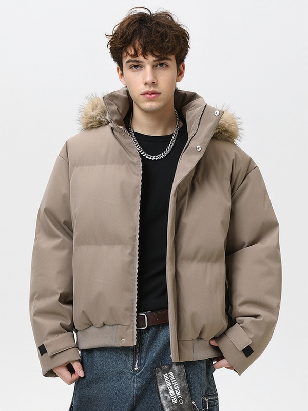 Fur Collar Thickening Keep Warm Loose Hooded Parker Cotton-padded Jacket