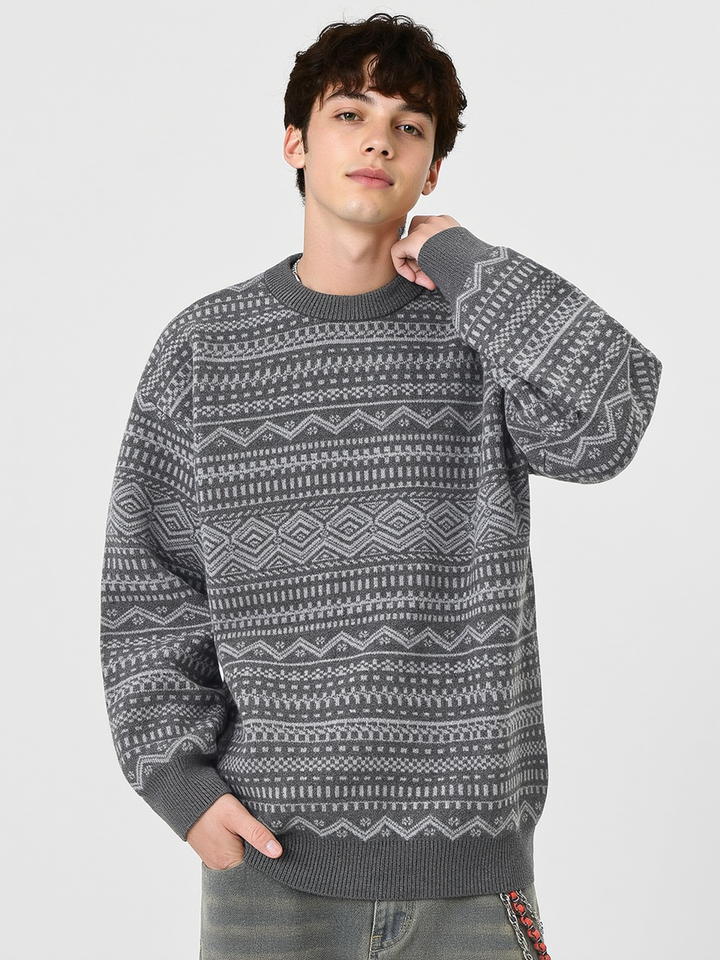 Retro Fair Isle Pattern Sweater Sweaters