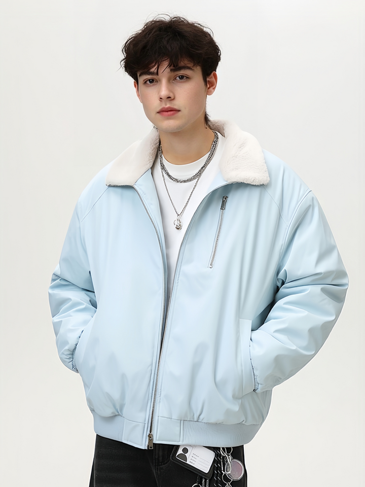 Casual Faux Lambswool Lapel Cotton Coat