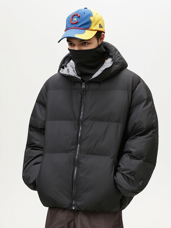 Maillard Contrasting Colors Keep Warm Hooded Coat