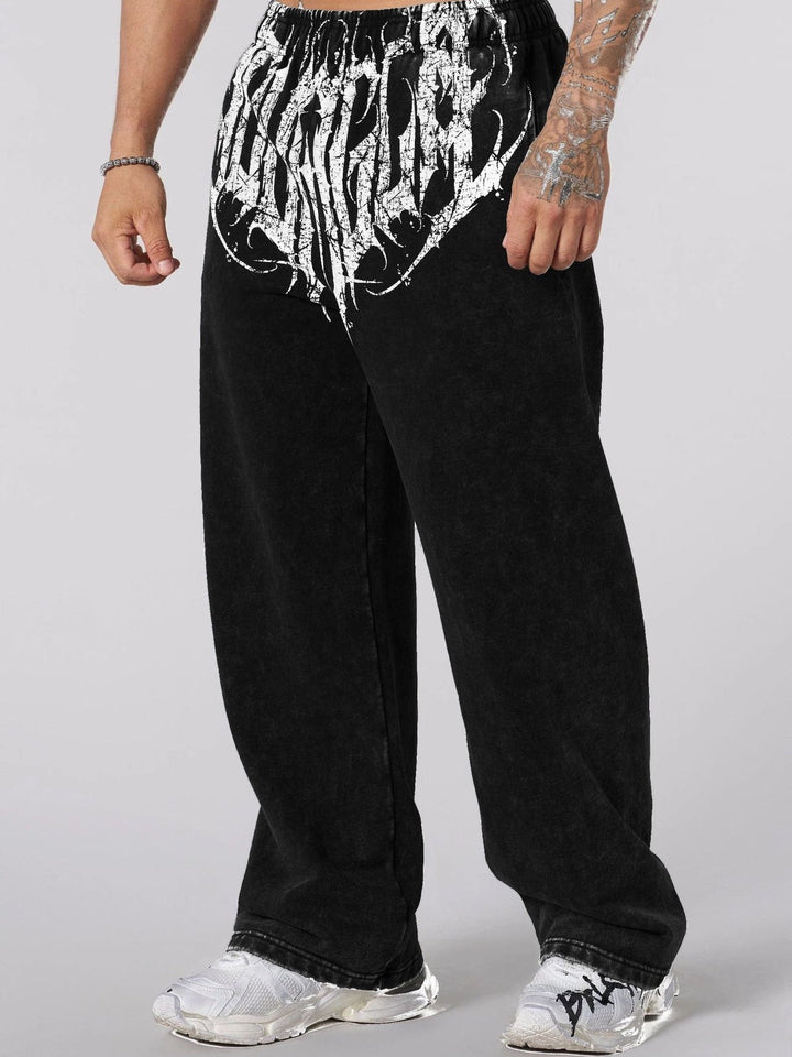 Printed Fitness Loose Straight Pants