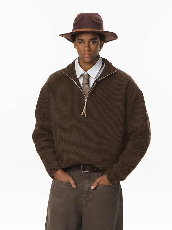Half Zipper Turtleneck Old Money Style Sweaters