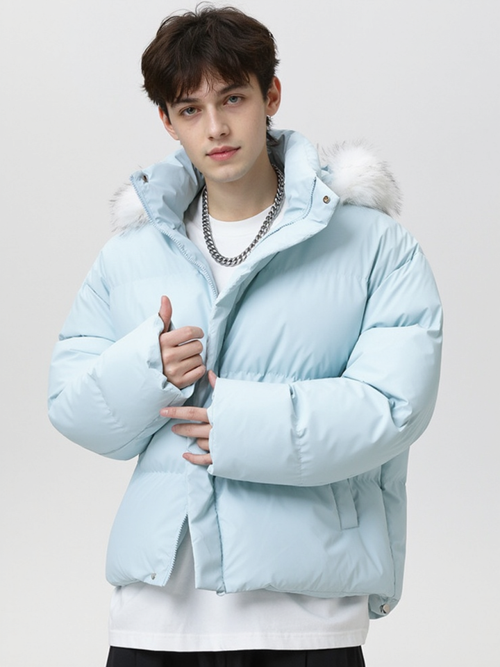 Thickening PU Leather Keep Warm Short Hooded Cotton-padded Clothes Parker Coat