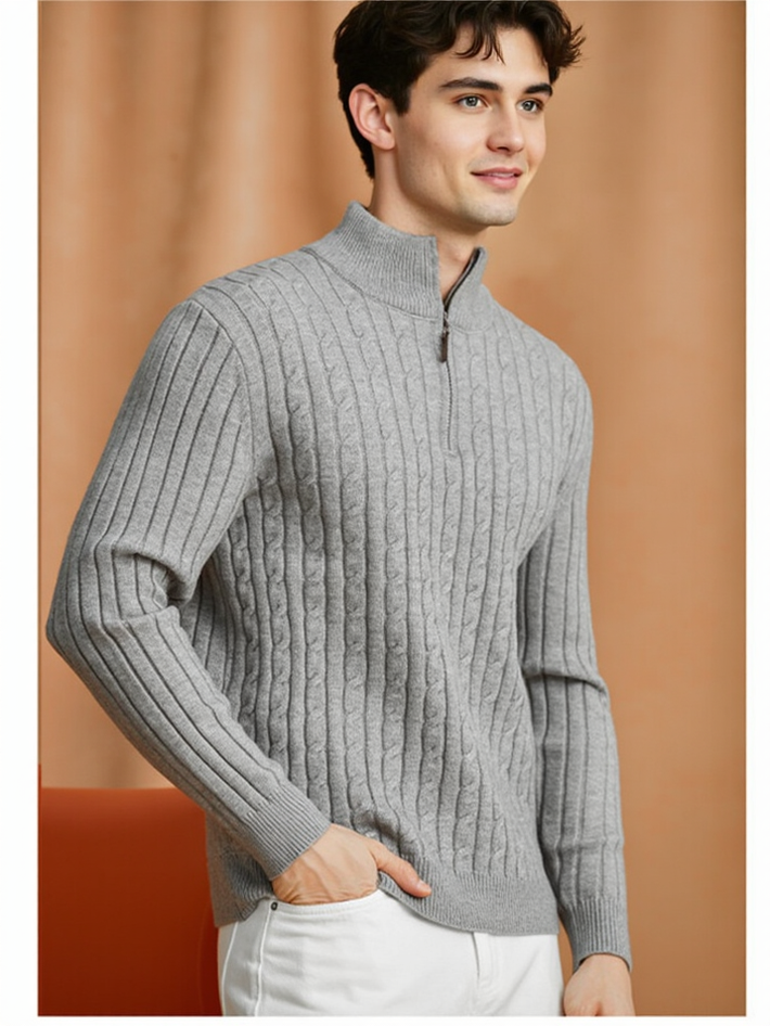 Mock Neck Half Zipper Thickening Keep Warm Leisure Sweaters