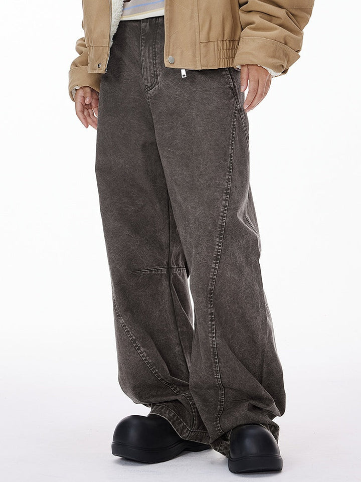 Canvas Washing Water Retro Old Deconstruction Work Casual Pants