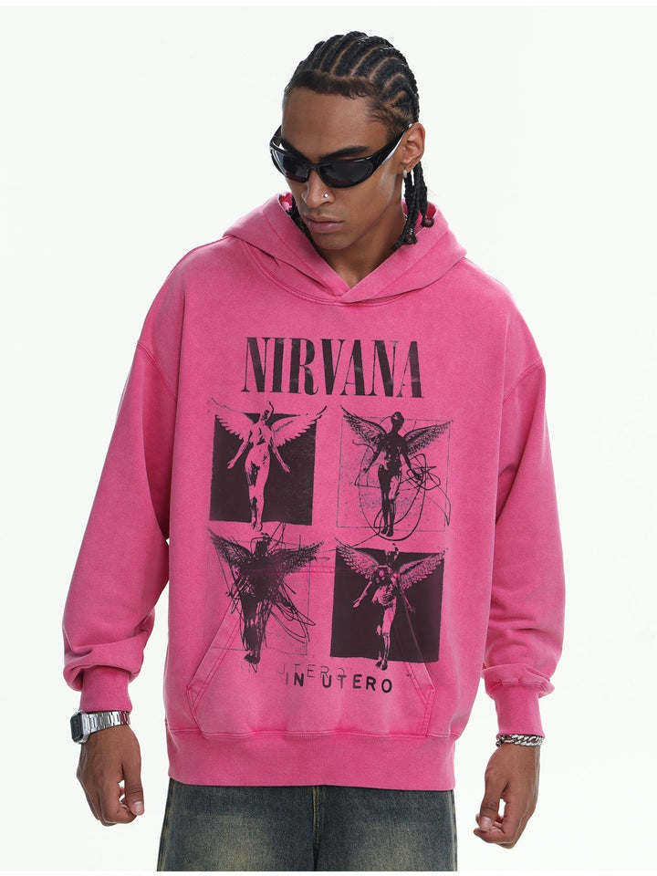 Washing Retro Angel Print 410G Loose Versatile Sweatshirt