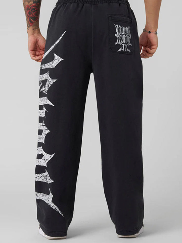 Bodybuilding Jogging Printed Wide-leg Pants