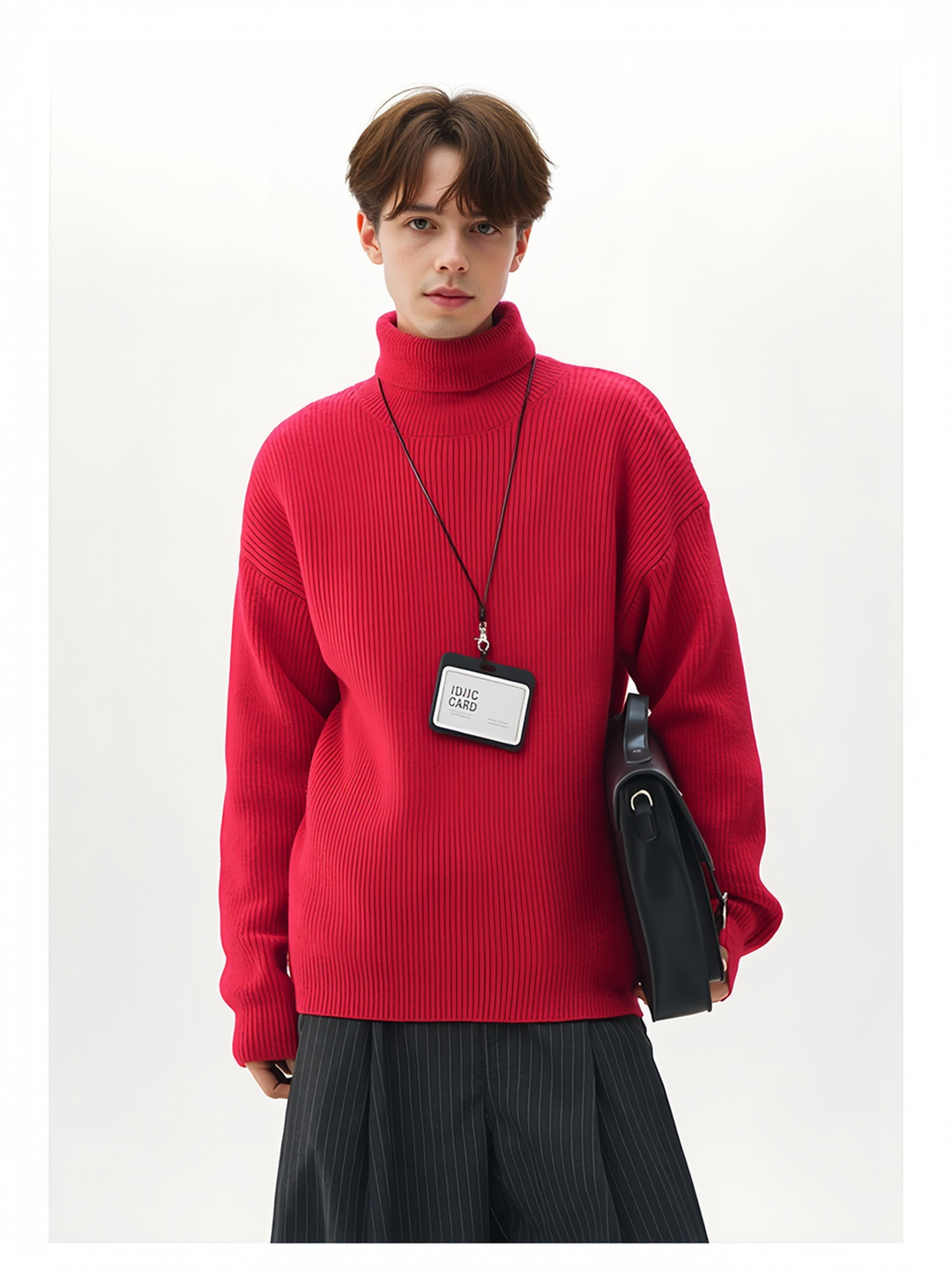 Simplicity Solid Color Loose Long Sleeve Turtleneck Sweater