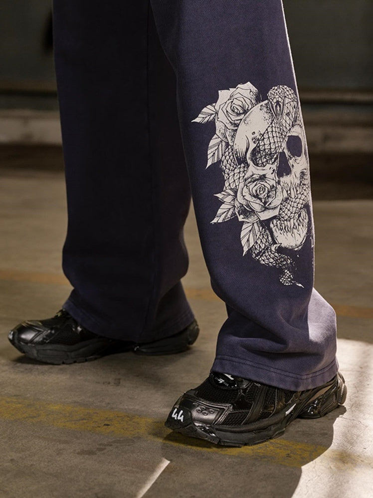 Printed Straight Loose Pants