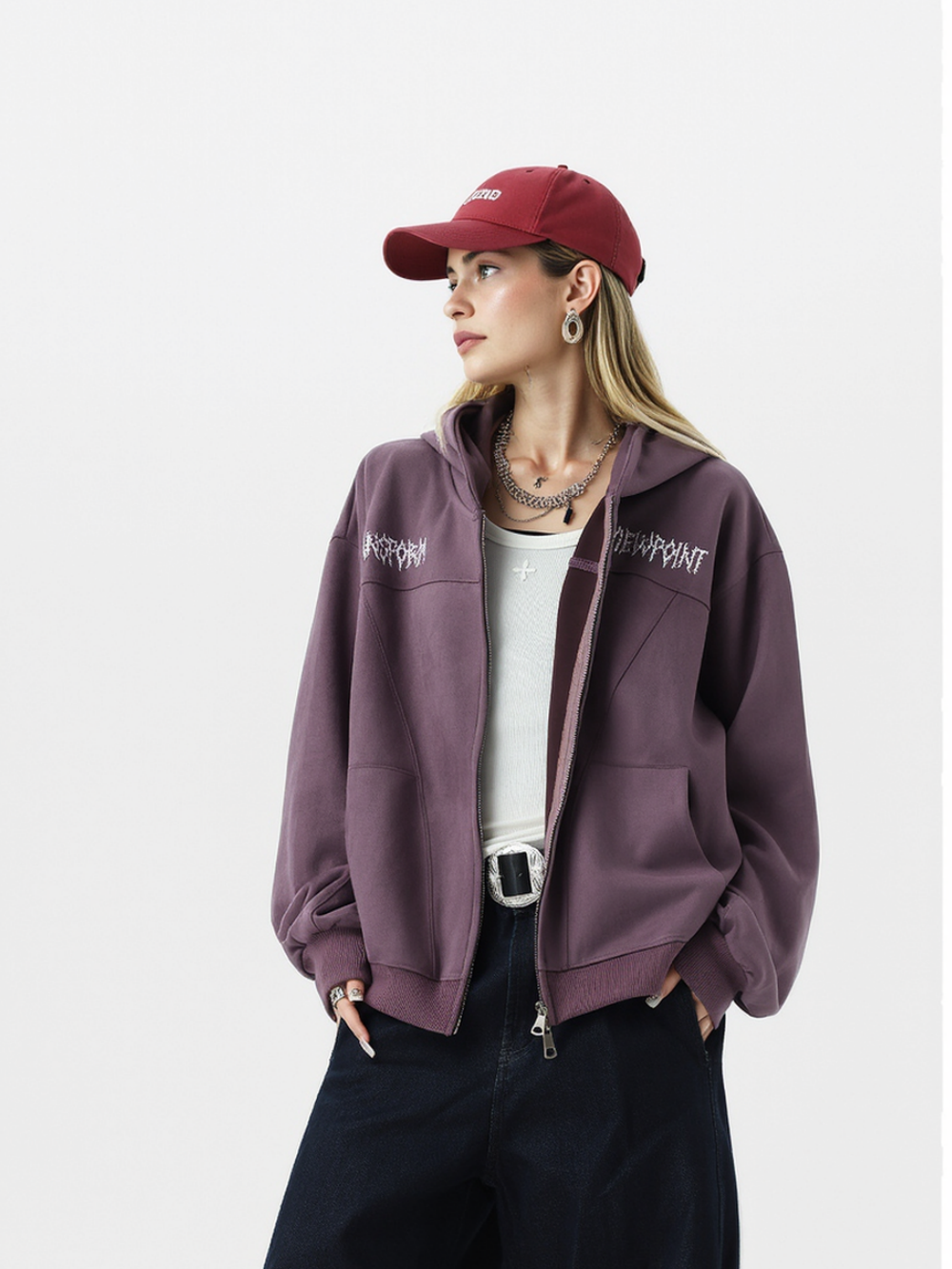 Neutral wear Embroidered Pattern Solid Color Sweatshirts&Hoodies