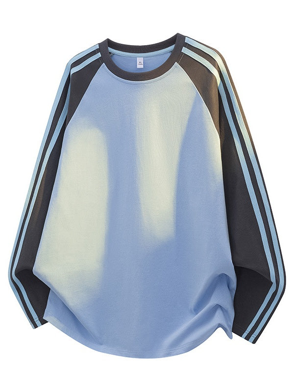 Liber Autumn Neutral wear Color matching Stripes T-shirts