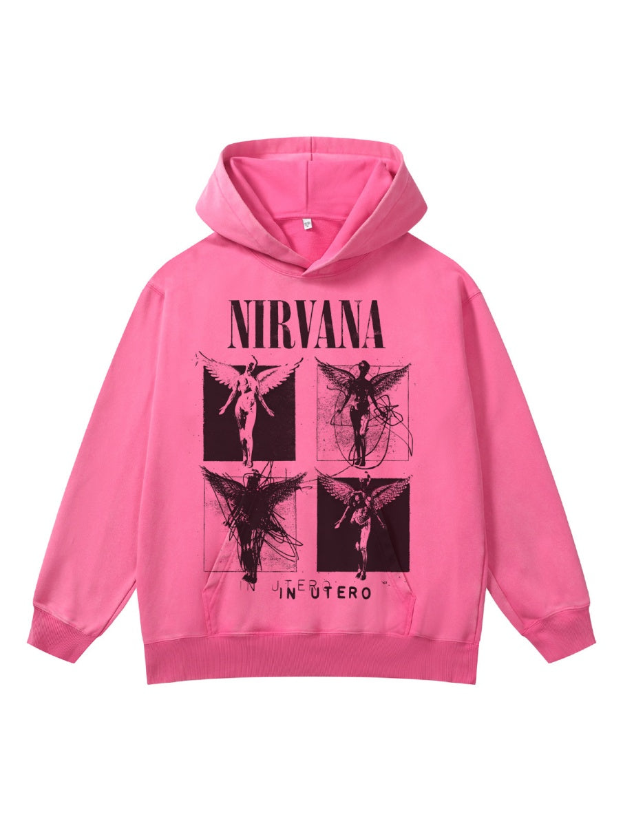 Washing Retro Angel Print 410G Loose Versatile Sweatshirt