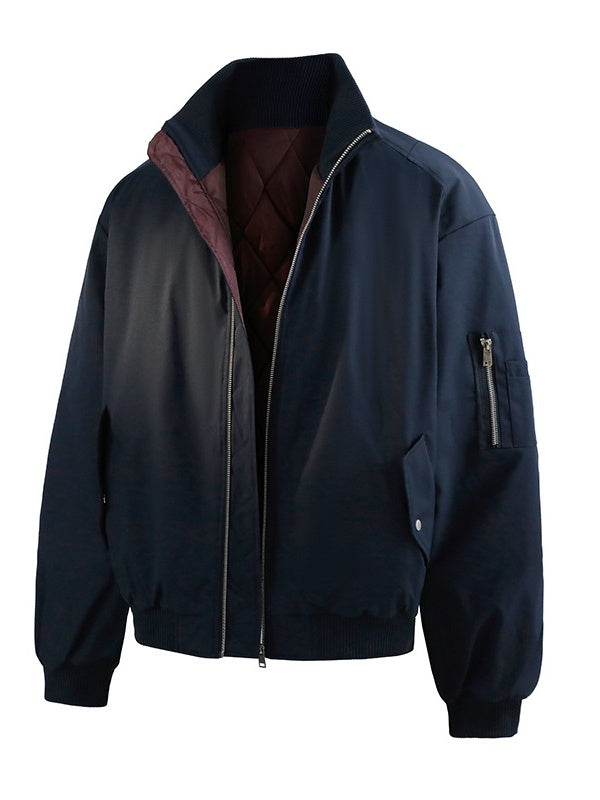 Cleanfit Triple-proof Warm High-collar Flight Jacket In Dark Red