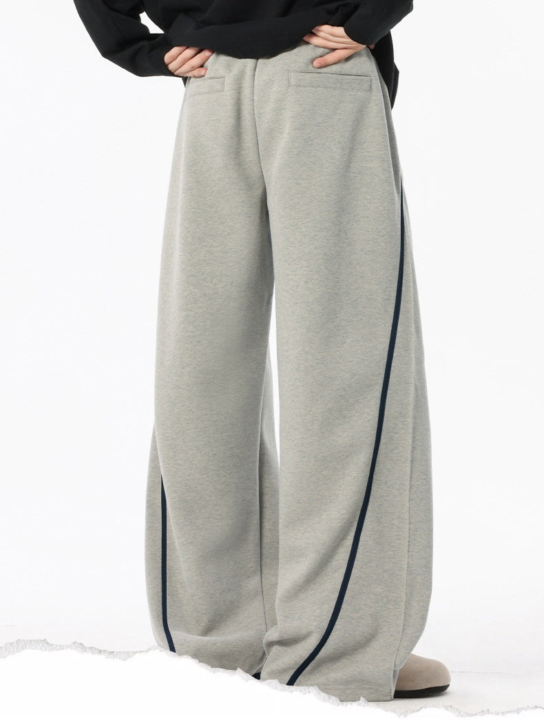 Stripes Sports Splicing Silhouette Straight Casual Pants