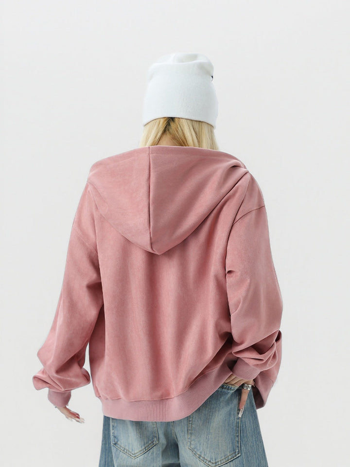 Neutral wear Zipper decoration Solid Color Sweatshirts&Hoodies