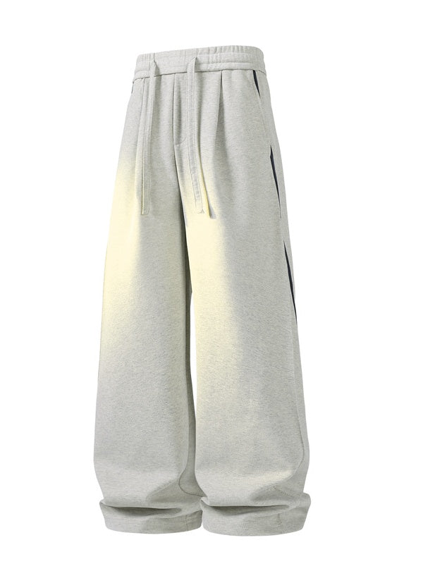 Stripes Sports Splicing Silhouette Straight Casual Pants