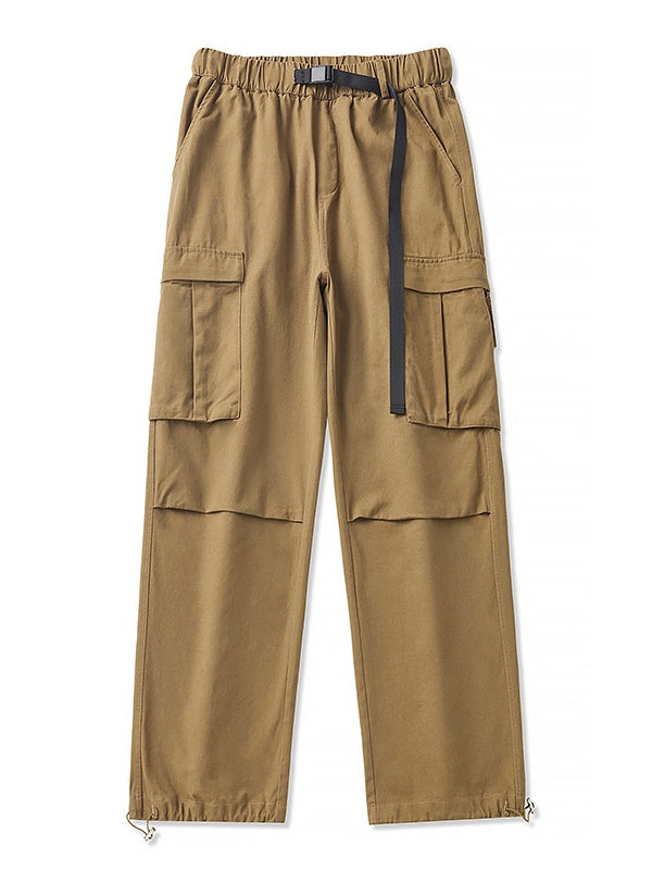 Washing Pleats Drawstring Two-way Loose Cargo Trousers