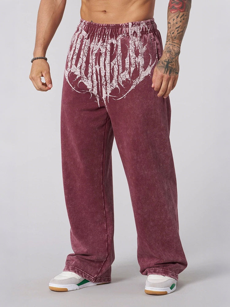 Printed Fitness Loose Straight Pants