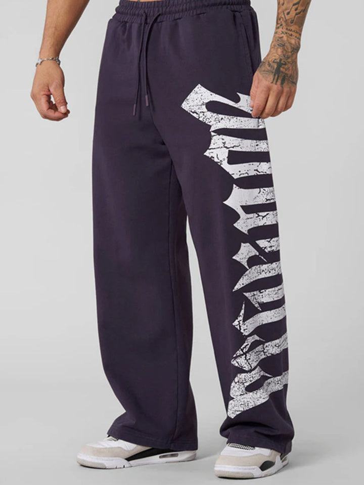 Bodybuilding Jogging Printed Wide-leg Pants