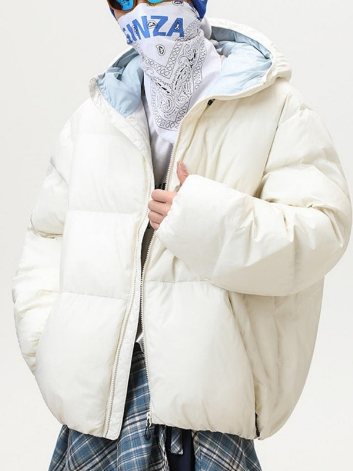 Maillard Contrasting Colors Keep Warm Hooded Coat