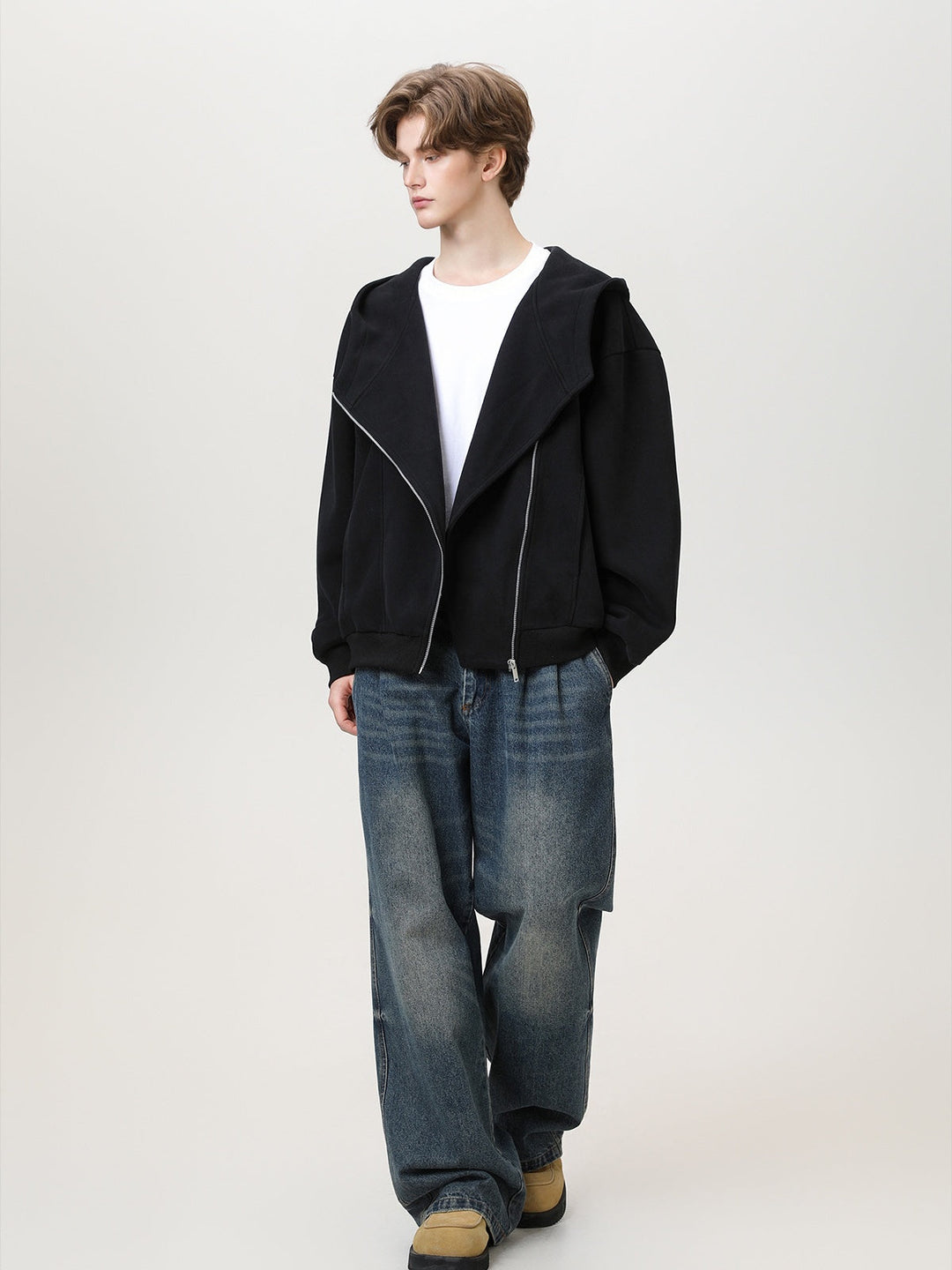Irregular Zipper Hoodie Jackets