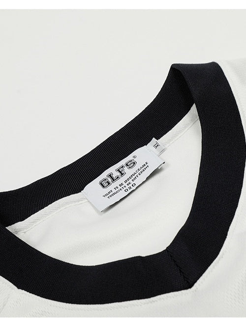 Color Block V-Neck Printed T-Shirt