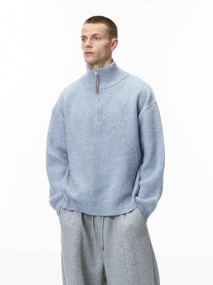 Half Zipper Turtleneck Old Money Style Sweaters