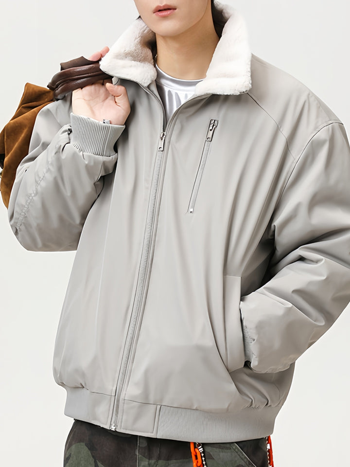 Casual Faux Lambswool Lapel Cotton Coat