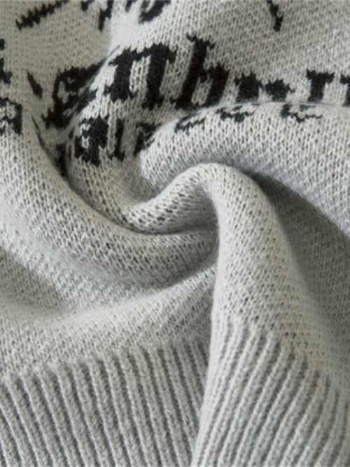 Dark Cross Jacquard Contrasting Colors Sutures Cut Destroy Sweater