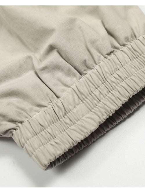 AC Letter Embroidery Stand Collar Zipper Double Layer Loose Jacket