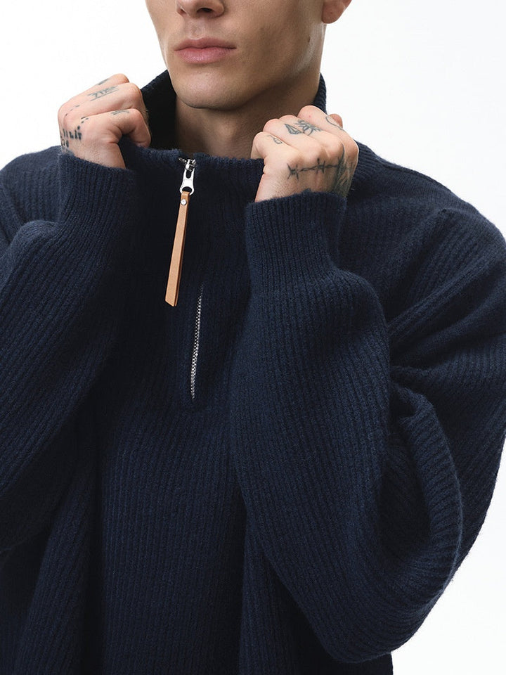 Half Zipper Turtleneck Old Money Style Sweaters