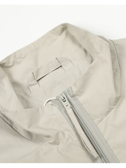 AC Letter Embroidery Stand Collar Zipper Double Layer Loose Jacket