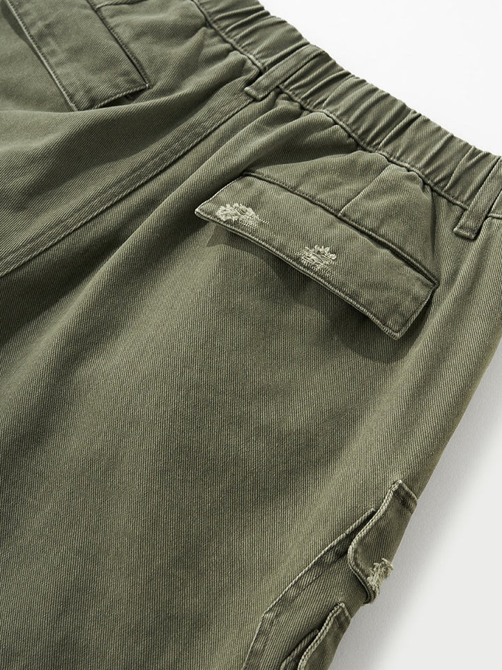 Washing Water Cut Multiple Pockets Old Tooling Casual Trousers
