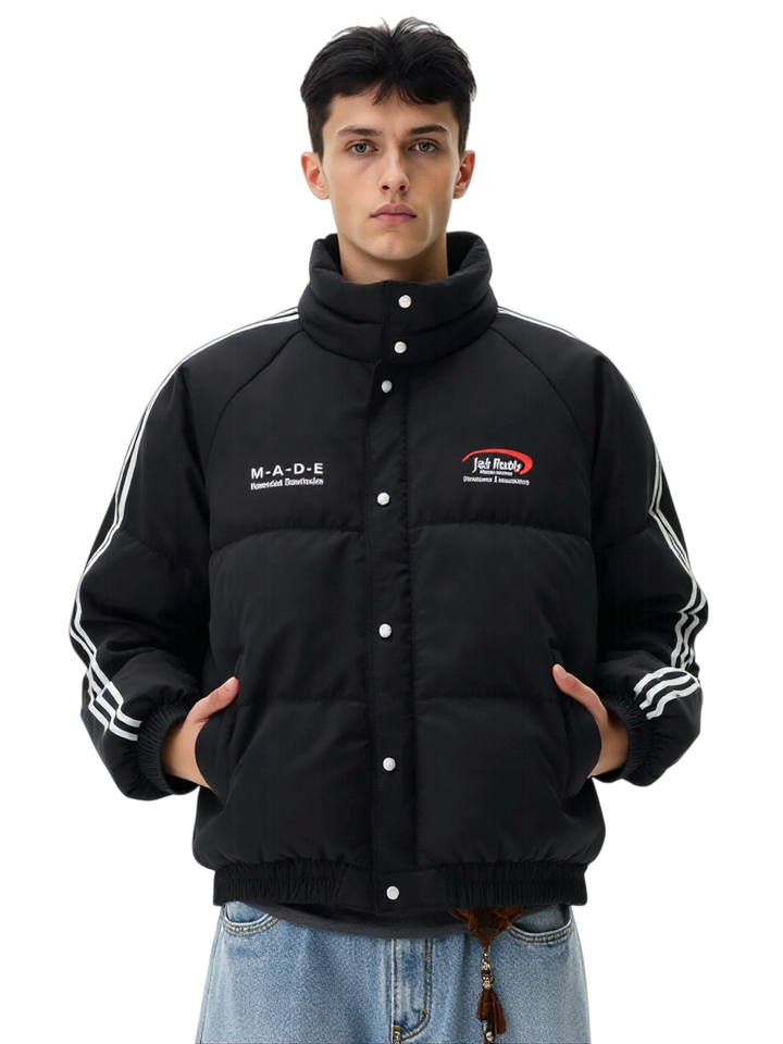 Ribbon Letter Embroidery Keep Warm College Style Cotton Clothes Coat