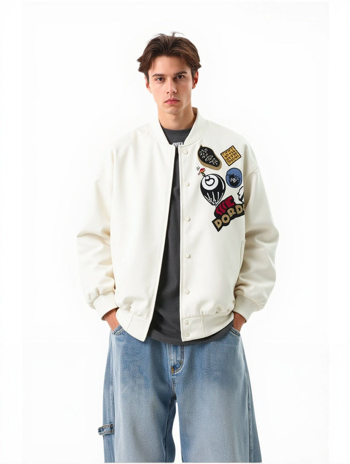 Fun Letters Embroidery Thickening Loose And Casual Hip-hop Jacket