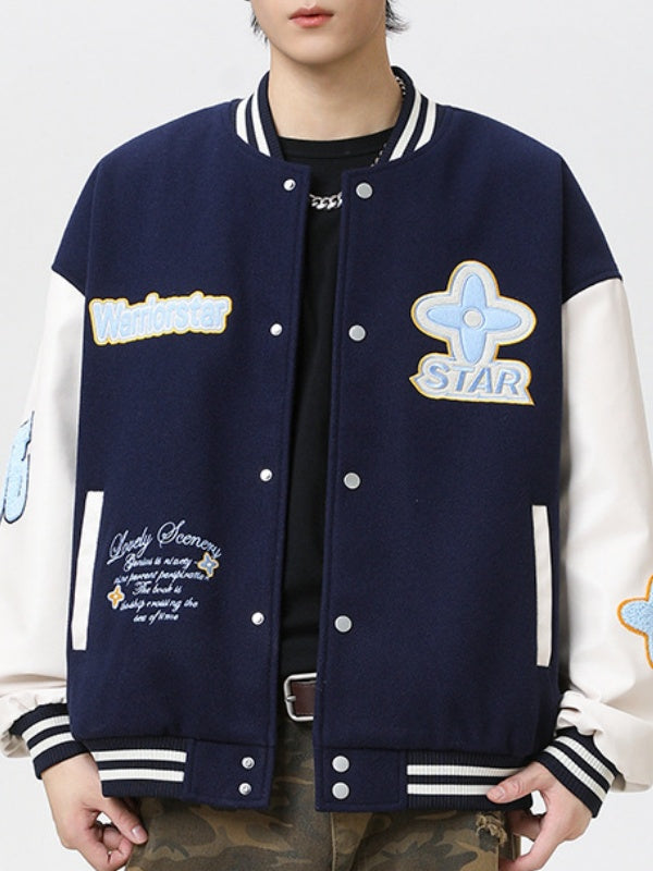 Preppy Color-Block Baseball Jacket