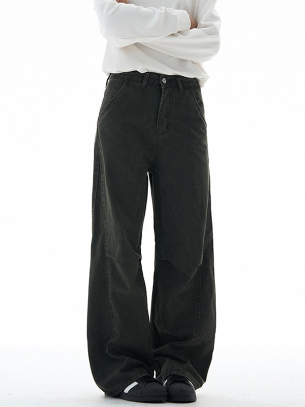 Liber Autumn Neutral wear Pocket decoration Solid Color Pants