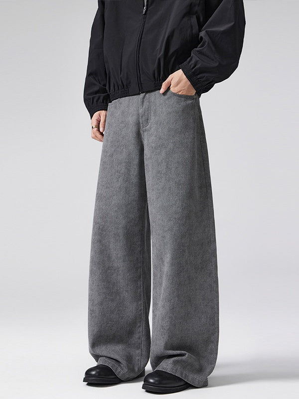 Retro Tie-dye Printed A-shaped Old Loose Floor-length Trousers