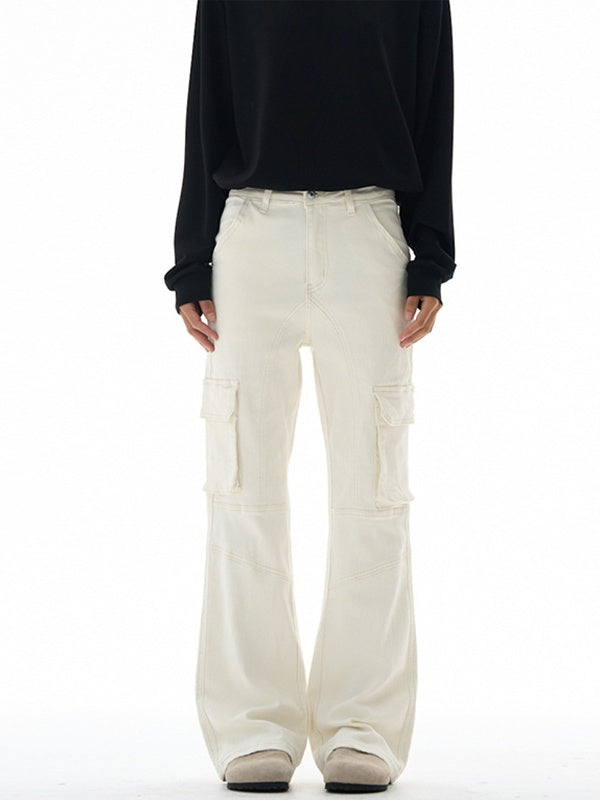 Liber Autumn Neutral wear Multiple pockets Solid Color Cargo Trousers