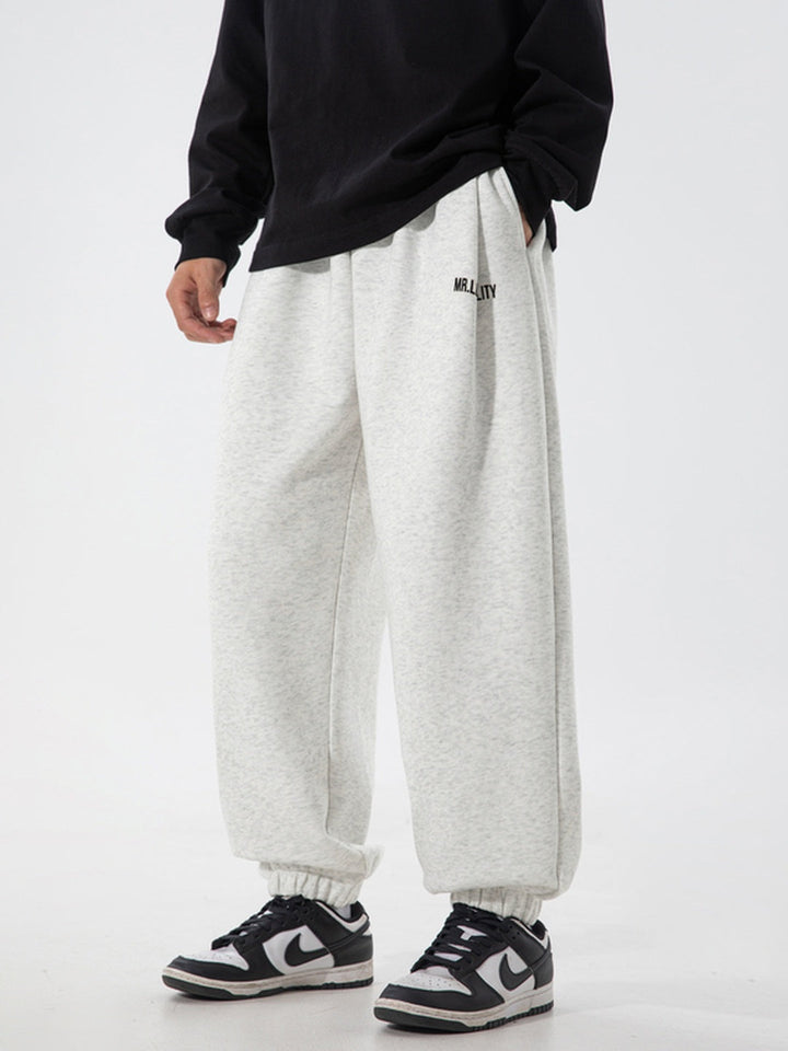 Letter Print Sports And Leisure Three-dimensional Pleating Cuffed Sweatpants
