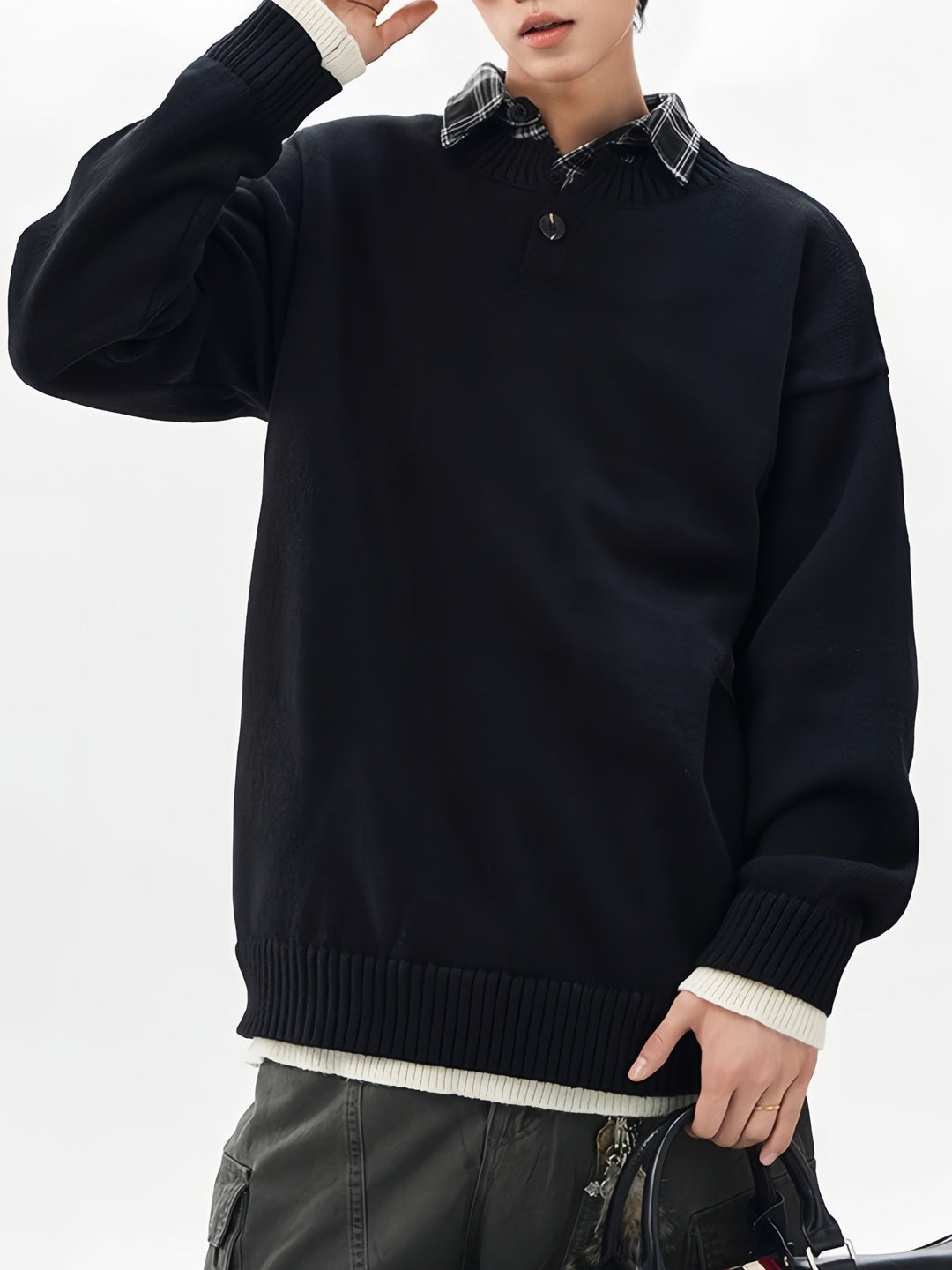 Old Money Style Leisure Solid Color V-neck Ins All-match Sweater