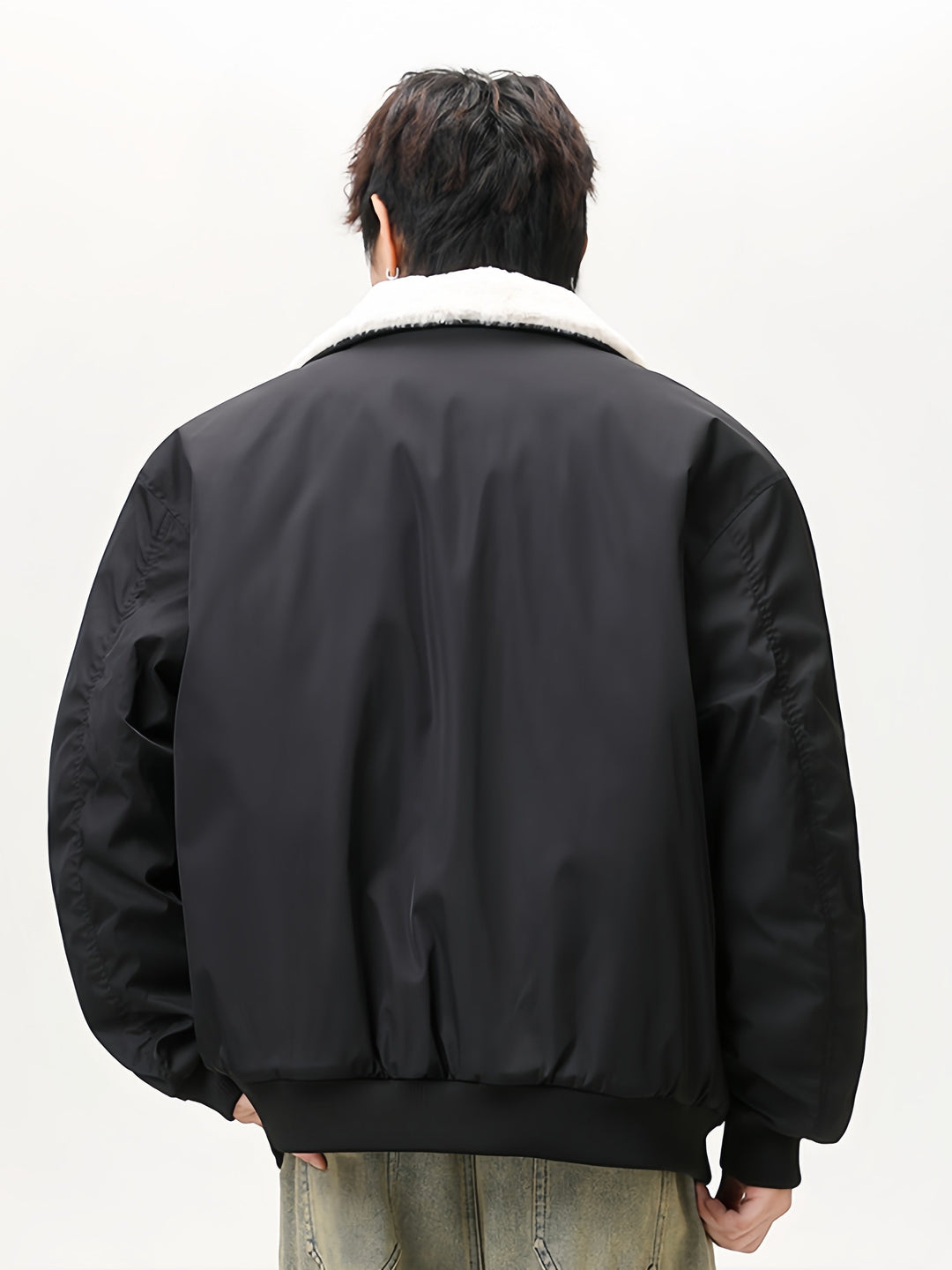 Casual Faux Lambswool Lapel Cotton Coat