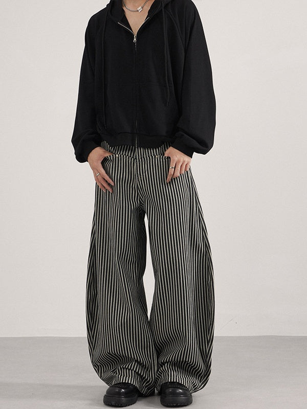 Liber Autumn Neutral wear Color matching Stripes Pants
