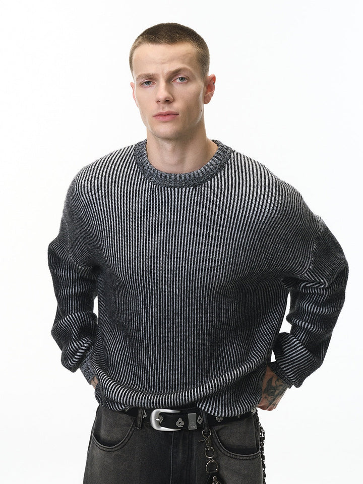 Cleanfit Two-color Loose All-match Crew Neck Sweater