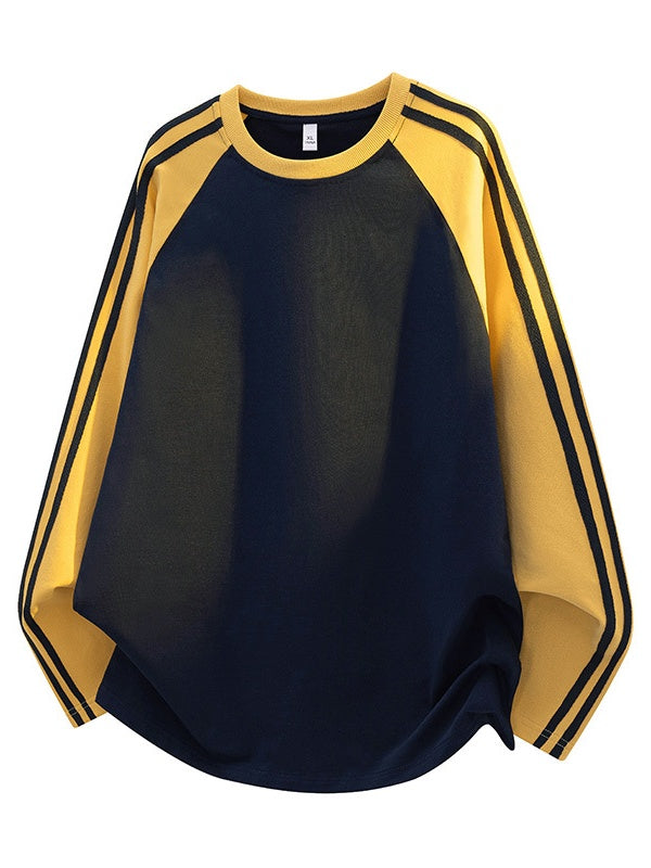 Liber Autumn Neutral wear Color matching Stripes T-shirts