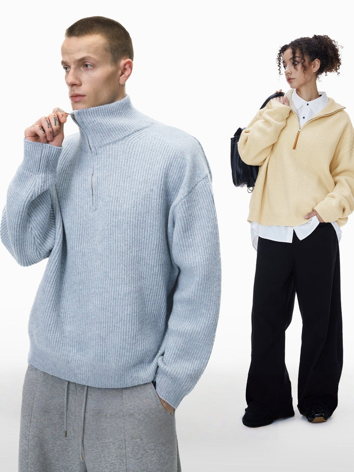 Half Zipper Turtleneck Old Money Style Sweaters