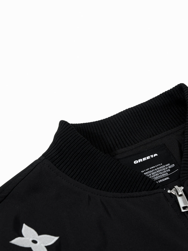 Retro Letter Print Loose Bomber Jacket