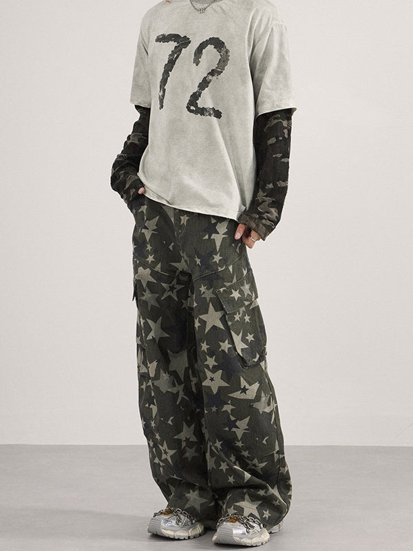 Liber Autumn Neutral wear Printed Shape Cargo Trousers